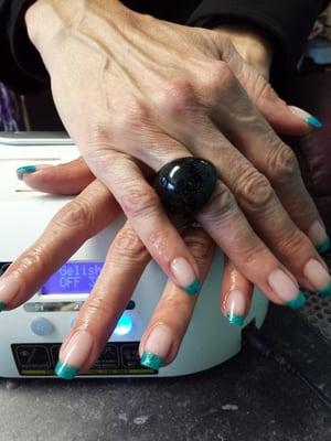 Gelish. Opi gelcolor. Full Spa pedicures and manicures.  12 years experience!  Full line of acrylic! Hundreds of colors.