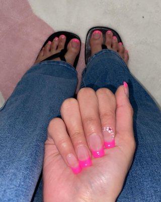 Acrylic manicure and pedicure