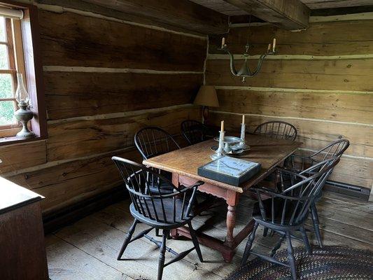 Dining room inside cabin