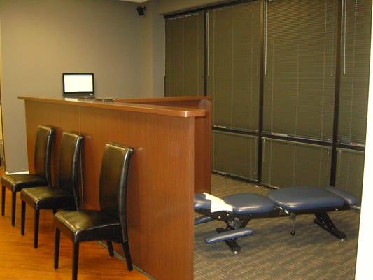 We have open adjusting as well as private rooms for patients who would like more privacy.