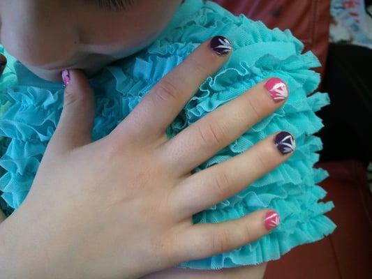 Close-up of designs by Sandy for my daughter's birthday manicure.