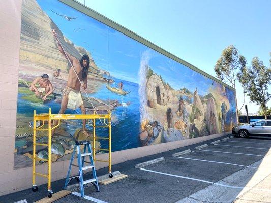 15' x 80' giant mural depicting Kumeyaay life in connection with the land