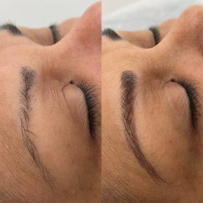 Beautiful results from her super natural microbladed brows.