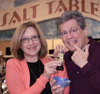 Founders Carol and Dave enjoy sampling their 1st spice blend and still #1 Best seller... All 'Round Good Grinder Blend.