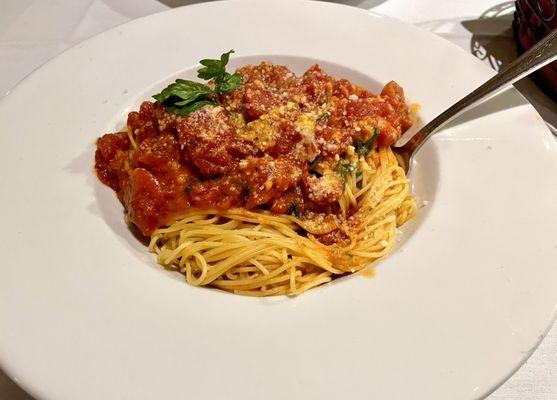 Capellini in a Pomodoro Sauce.