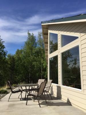 The outside deck is bright and great for viewing the scenery.