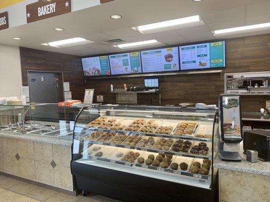 Hot counter, bakery counter and menu