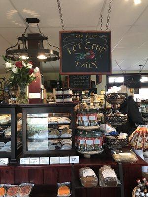 Inside view of bakery shelves