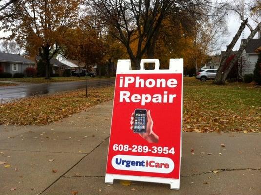 Call or text UrgentiCare - WI to set up a time to repair your iPhone, most repairs are about one hour...