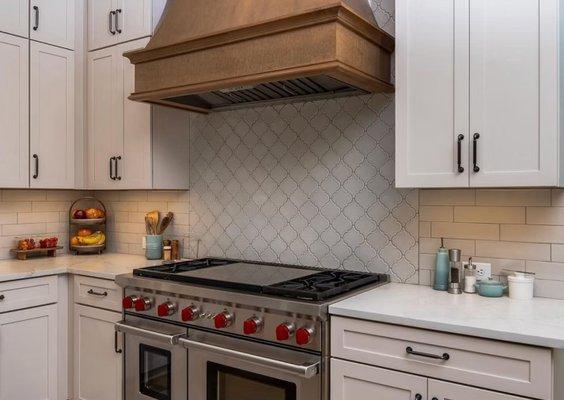 Custom range hood and custom tile