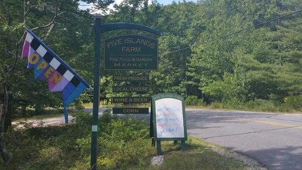 Five Island Farm sign.