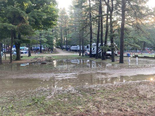 Campsites under water.