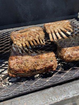 Marinated grill lamb racks