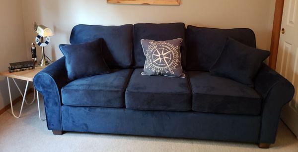 #homelifefurniture sleeper sofa. Custom picked fabric to match our nautical room.  So comfortable