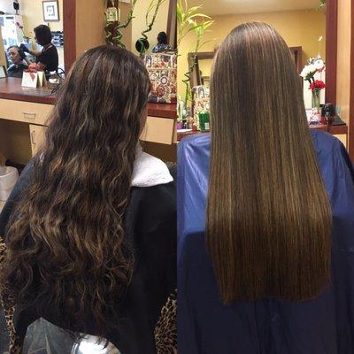 Before and after straightening