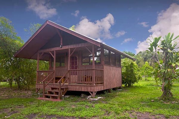 The bungalows at the Yandara yoga retreat in Hawaii.