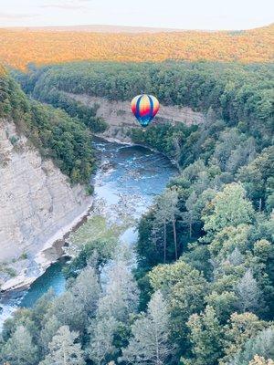 "Chasing" the other balloon through the gorge.