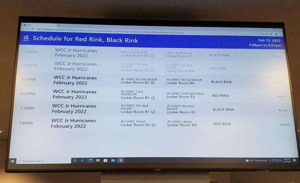 Rink schedule.