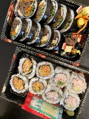 Bulgogi Gimbap and California Rolls.