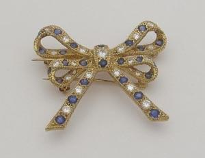 Custom made Diamond and Sapphire Bow