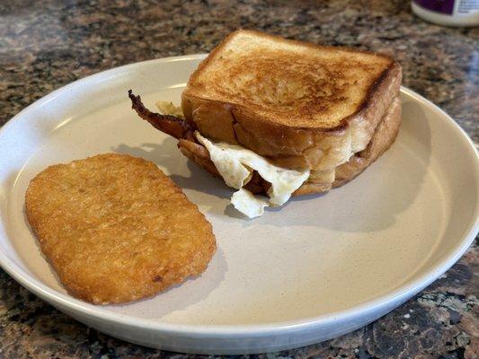 Bacon egg and cheese on Texas toast (photo taken at home)