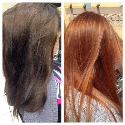 From dark box color to natural red head.