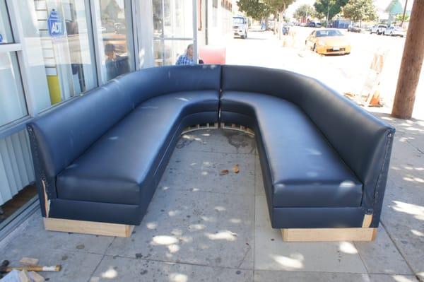 Restaurant Booth finished by Pacific Palisades Upholstery Shop.