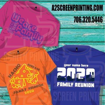 Having a Family reunion give a2screenprinting.com an email at artcrewa2@gmail.com.