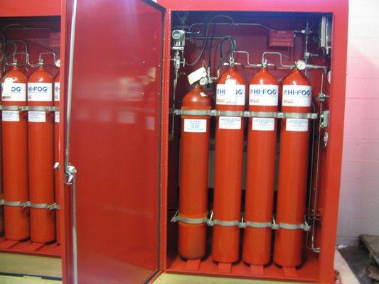 Close up View of Water Mist Fire Suppression System for Gas Generator Enclosure (one of three) at Conoco Gas Compression Station