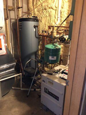 Old system while still in place. Great indirect hot water heater