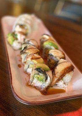 Dragon roll and softshell crab roll