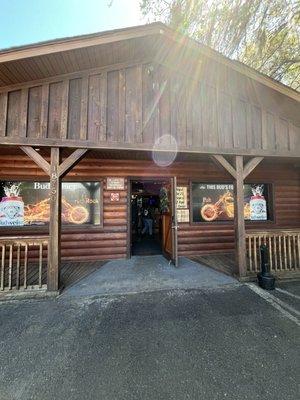 Log cabin entrance