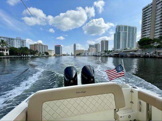 Taking a boat for sea trial.