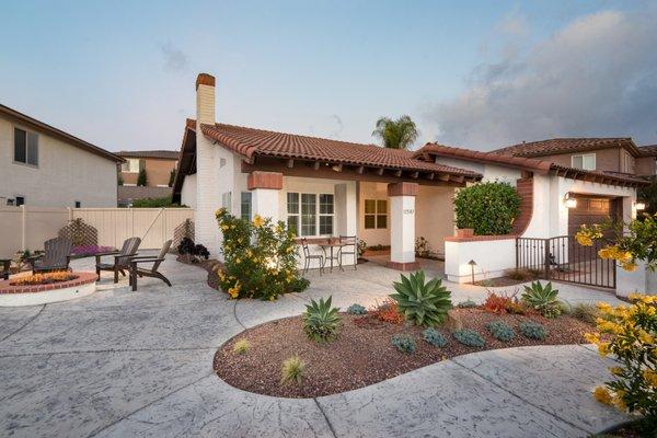 Our clients in Rancho Bernardo got rid of their grass to save on water consumption and created a beautiful outdoor living space