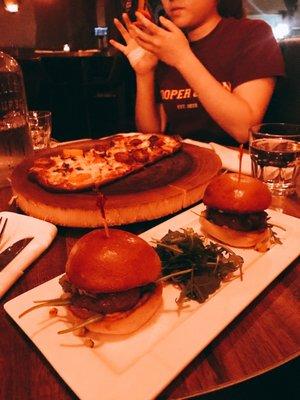 Lobster flatbread and spicy lamb slider