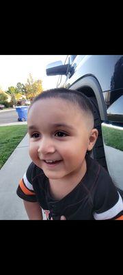 Freddy gave a clean fade to this lil guy