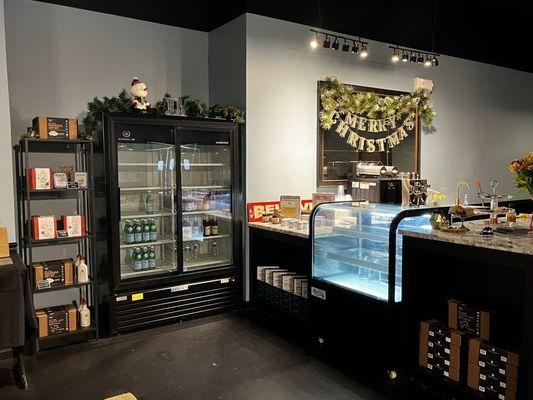 Pastry case and checkout counter