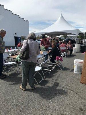 The Filippino community, in collaboration with the YBC, set up outdoor dining in the street in front of the YBC on a perfect spring day.