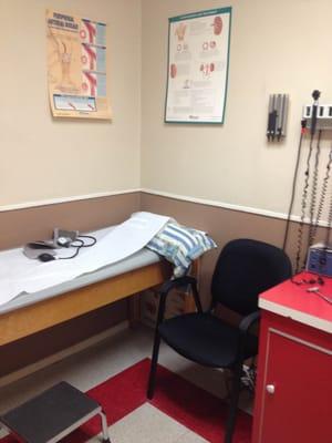 One of patient room (bed), you can't hear outside conversations when door is closed