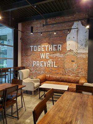 Interior seating at Prevail Union Coffee Shop