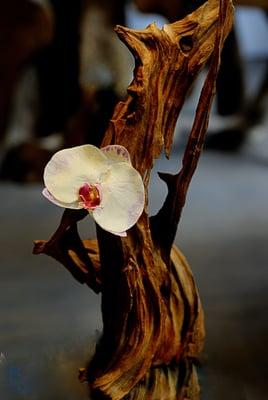 Emilio Robba Teak and Phalaenopsis Sculpture