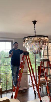 Installing a Dining Light in Ashburn VA.