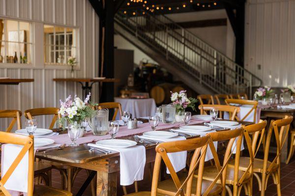 Indoor Dining area for Rehearsal Dinner - photo by Mike Wake Photos