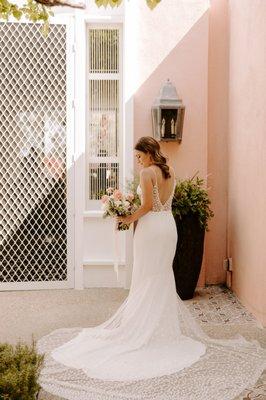 My wedding dress on the day of (2.27.22) - bustle was not even noticeable and worked perfectly!
 
 Photo: Brianna Broyles Photography