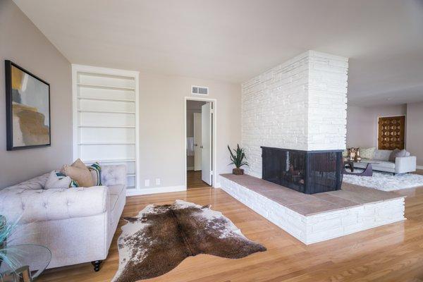 Interior living room and fireplace