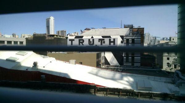 View from the fourth floor- yes. this is where I'm spending my one day in SF, the law library.