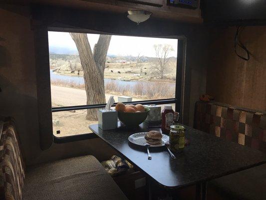 View from the RV overlooking the Arkansas River.