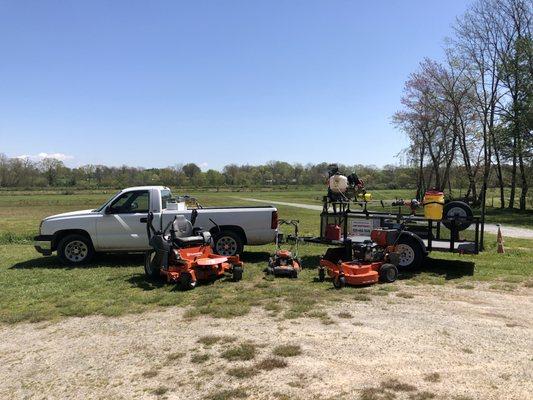 Equipped for full service lawn and yard maintenance