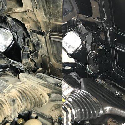 Corvette engine bay before and after shot.