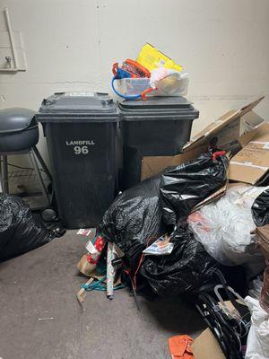 Garbage area from one unit at bon air apartments in Greenbrae